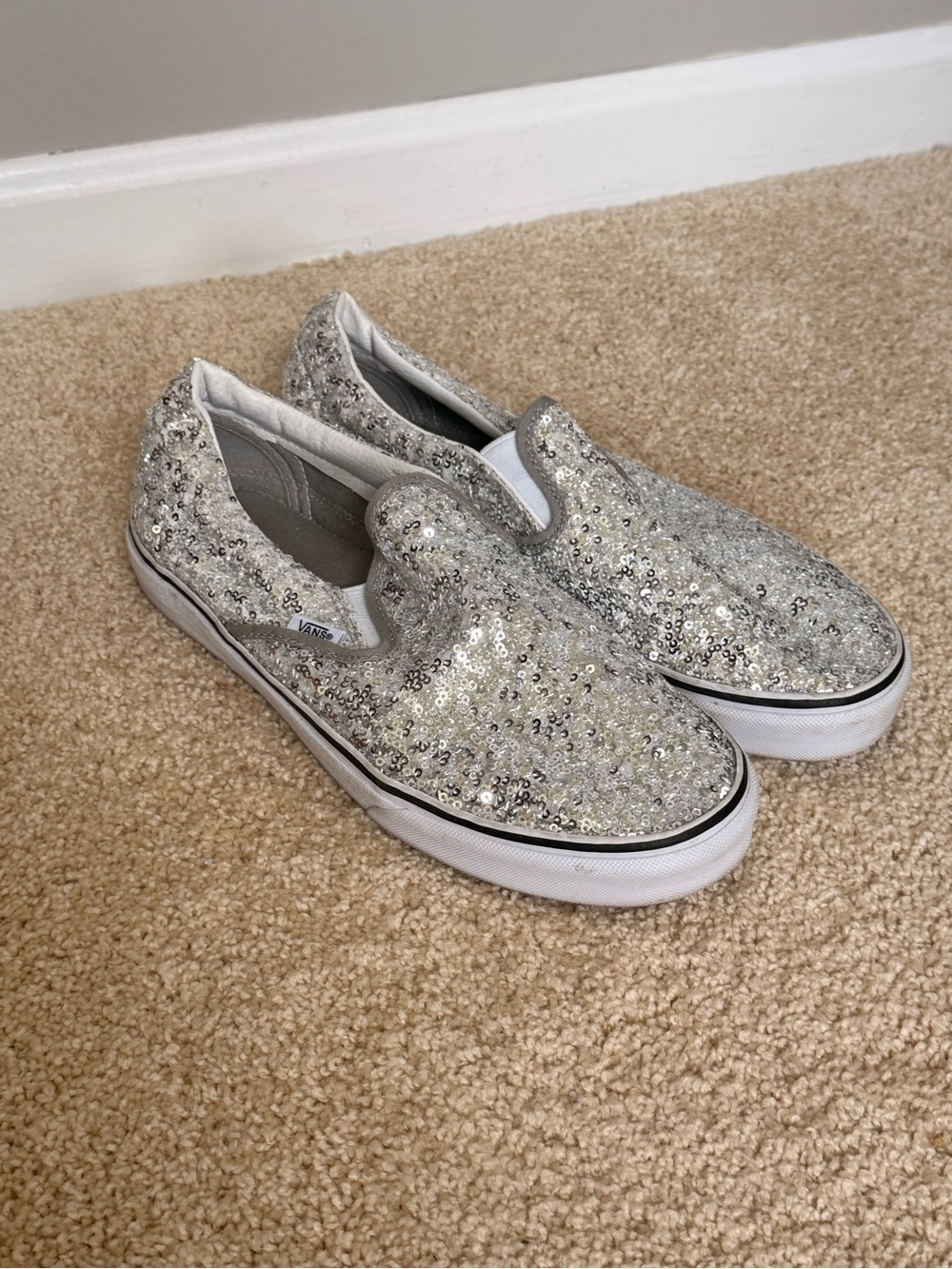 Vans Silver Sequin Slip-On Sneakers